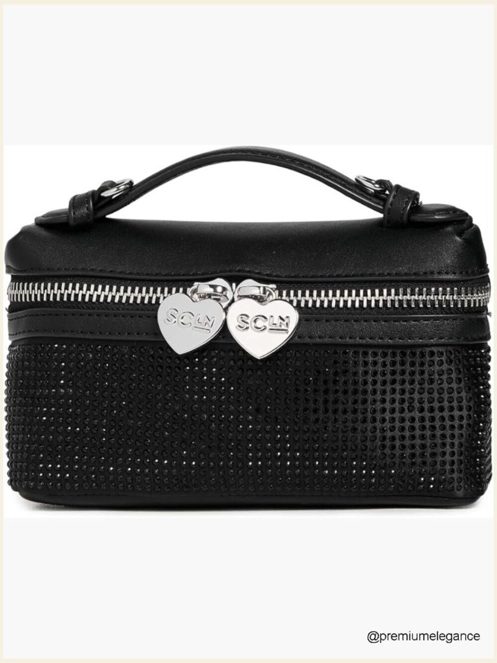 Micro Top Handle Crossbody Bag Rhinestone Embellished Satchel